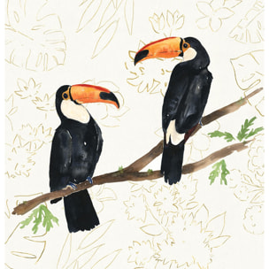 Papier peint exotique peinture murale deux toucans Intissé