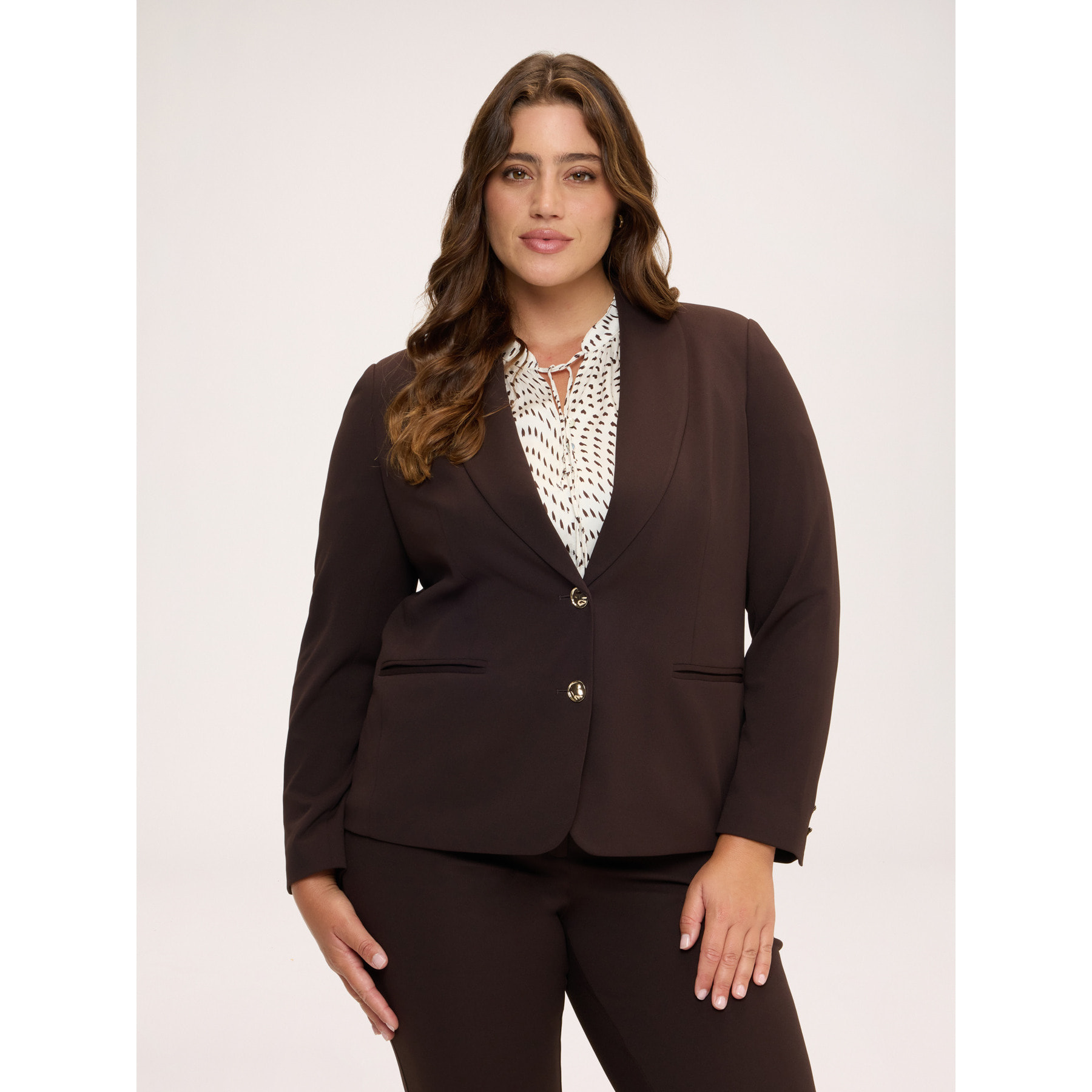 Fiorella Rubino - Blazer cropped in tessuto stretch - Marrone