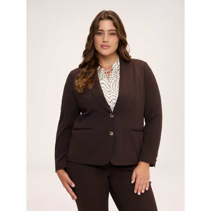 Fiorella Rubino - Blazer cropped in tessuto stretch - Marrone