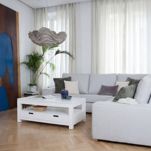 Table basse avec plateau relevable Jil -panneau de mdf et laqué blanc-couleur laqué blanc mat 110 x 45 x 60 cm