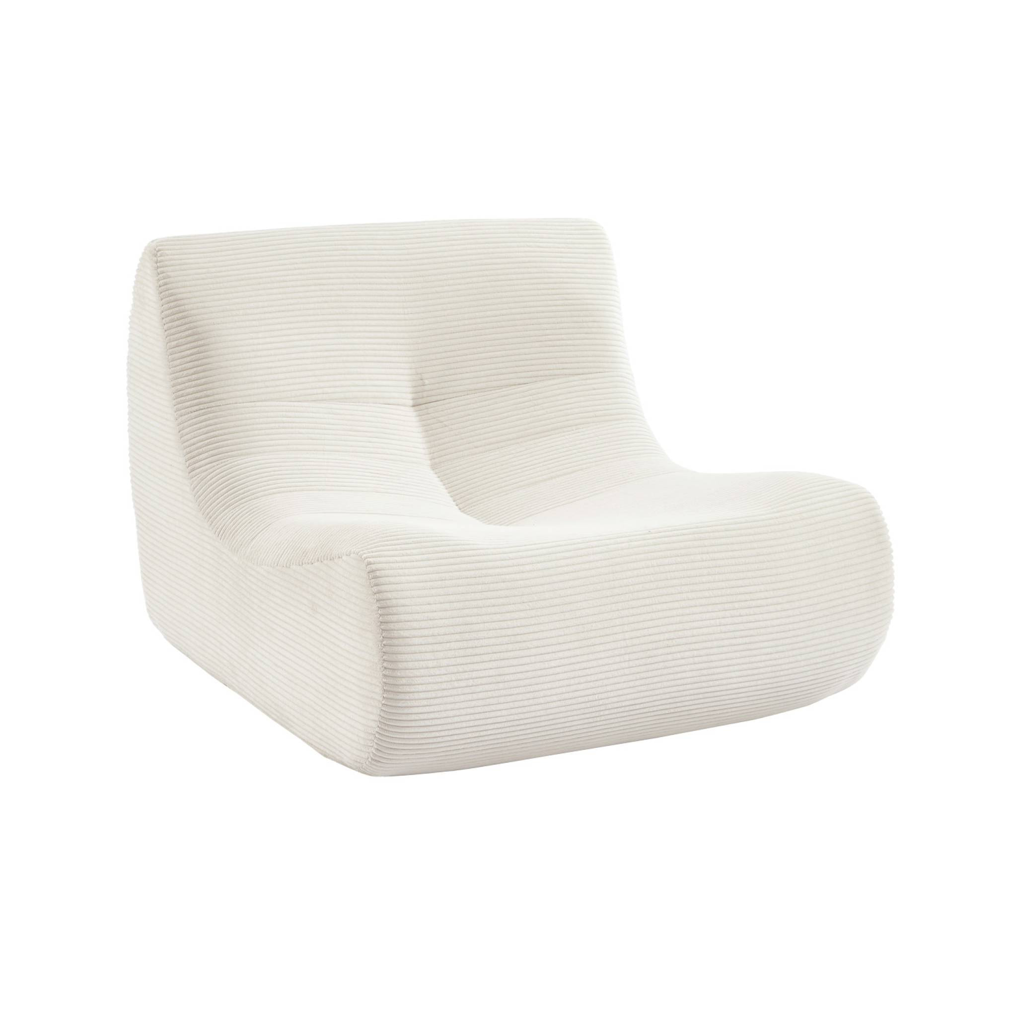 Chauffeuse velours côtelé 3 places crème L 91 x P 105 x H 72 cm - SOKOL