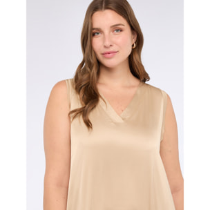 Fiorella Rubino - Vestito lungo in raso stretch con scollo a V - Oro