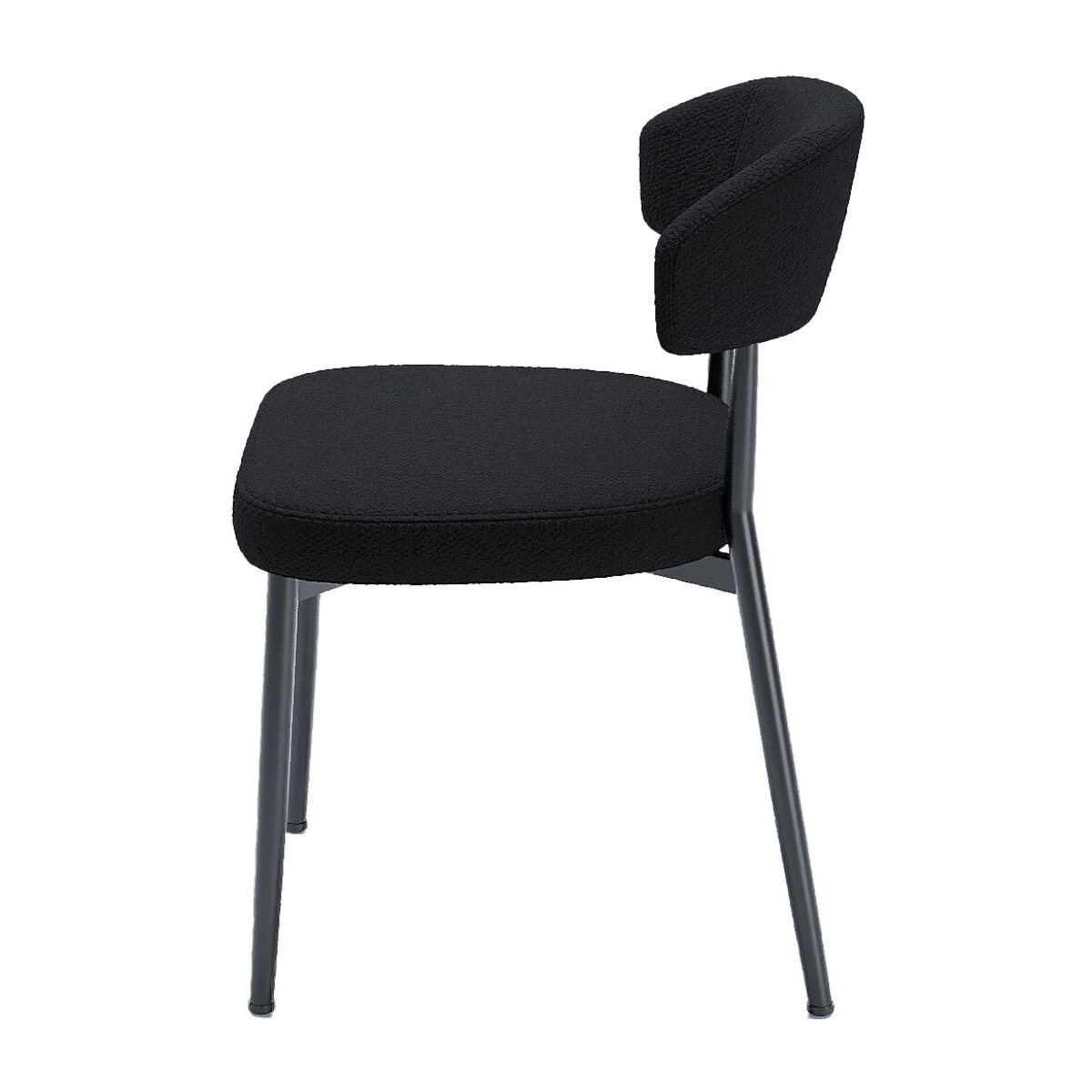 Lot de 2 chaises de salle à manger en tissu bouclette gris anthracite & métal noir