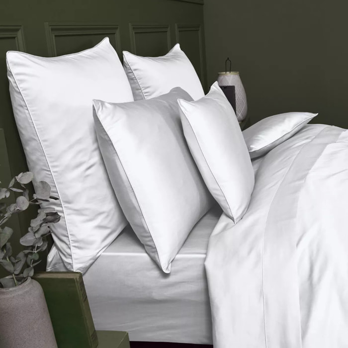 Drap housse b50 satin de coton uni blanc Ava uni blanc