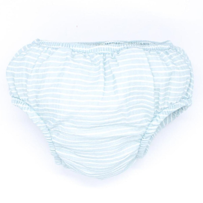 Cubrepañal de rayas verdes. Elastico en la cintura y en las piernas.