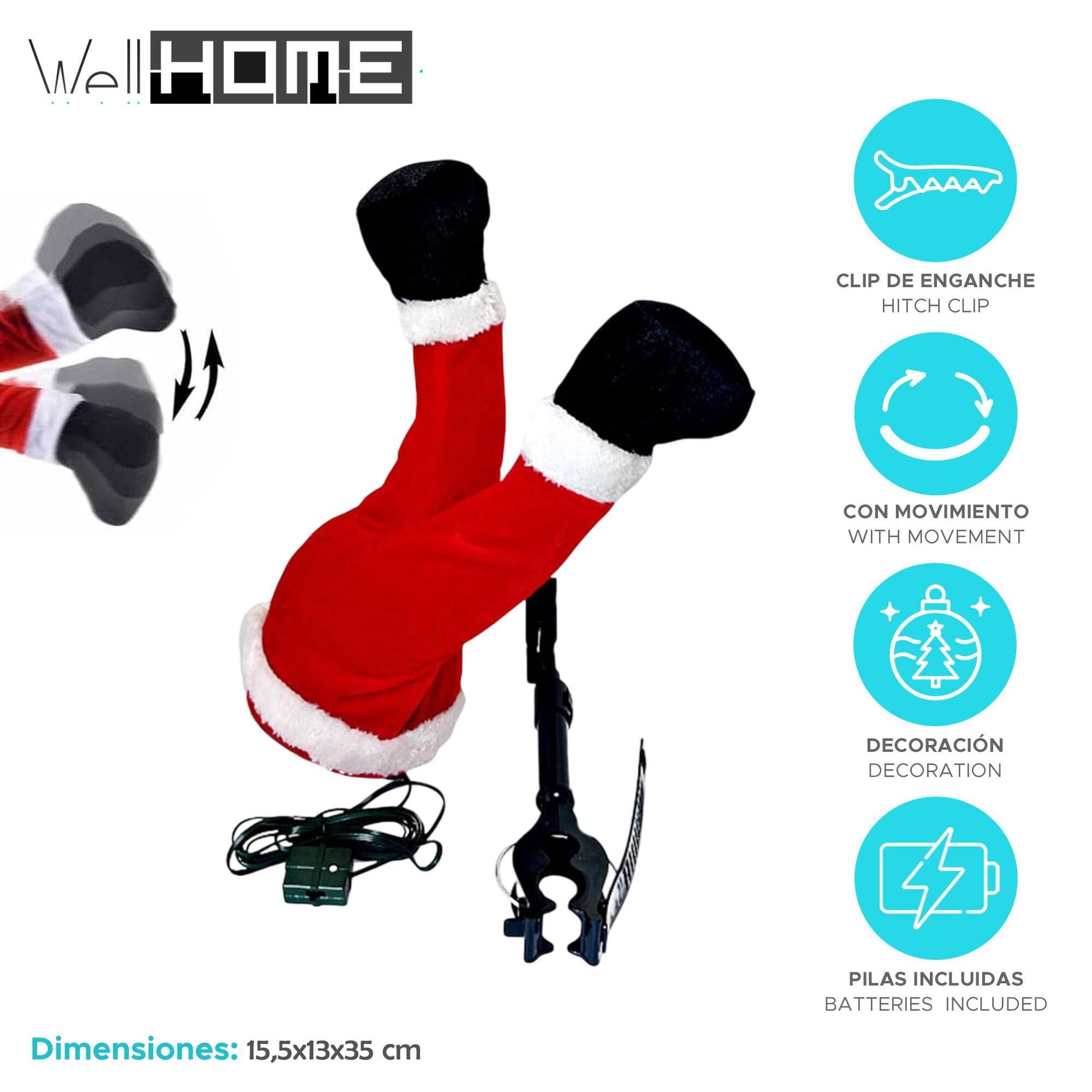 Piernas de papá noel decorativas con movimiento 15,5x13x35cm