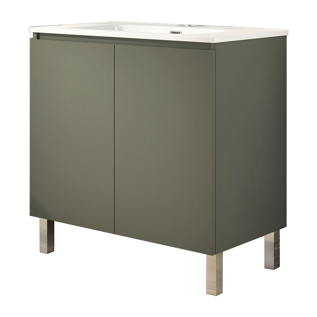 Conjunto de Baño Lust | 80 cm Verde Musgo | Dos Puertas | Lavabo Encastrado | No incluye Espejo | Mueble Montado | Alday