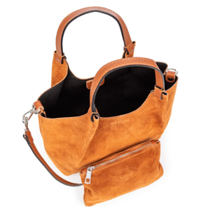 Baragiano borsa tote donna. Pelle scamosciata autentica.