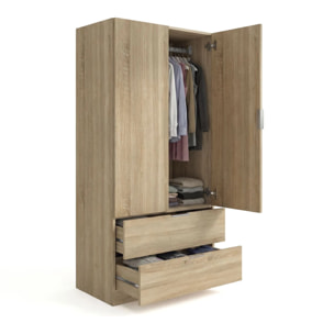 Armario de 2 puertas y 2 cajones en roble canadian 81,5x180 cm Lark Roble