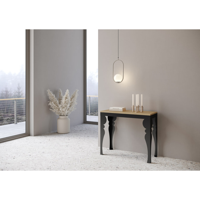 Console extensible 90x40/196 cm Paxon Small Evolution Chêne Nature cadre Anthracite