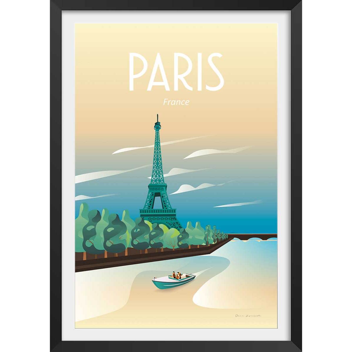 Affiche ville voyage à Paris Affiche sous cadre noir