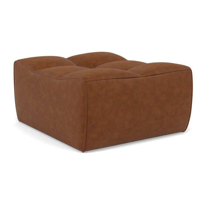 Alya - pouf en simili - Cognac