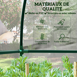 Serre de jardin adossée serre adossée dim. 2,14L x 1,18l x 2,12H m 2 portes zippées enroulables acier PVC transparent
