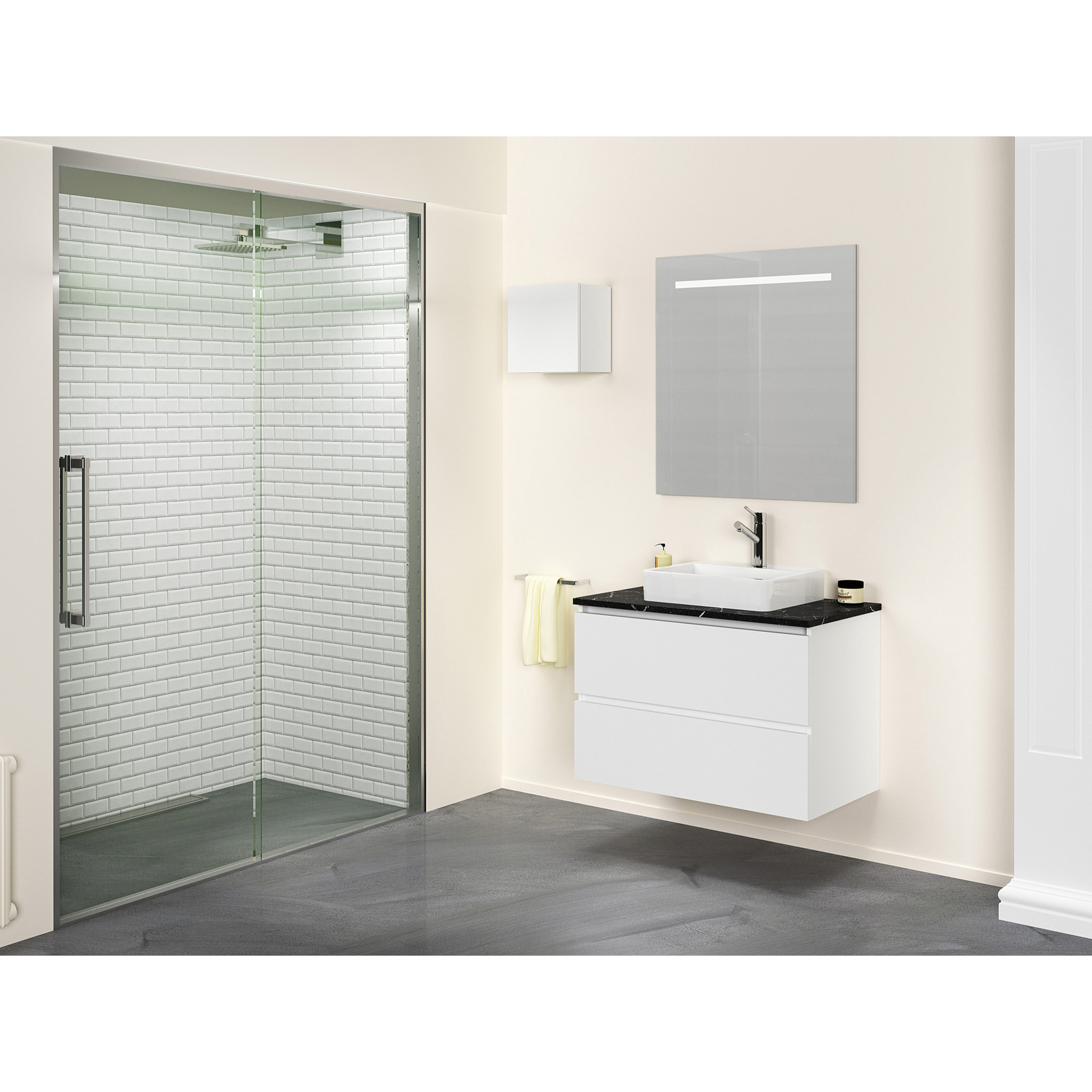 Miroir de salle de bain lumiére led horizontal Alday, 80x80cm