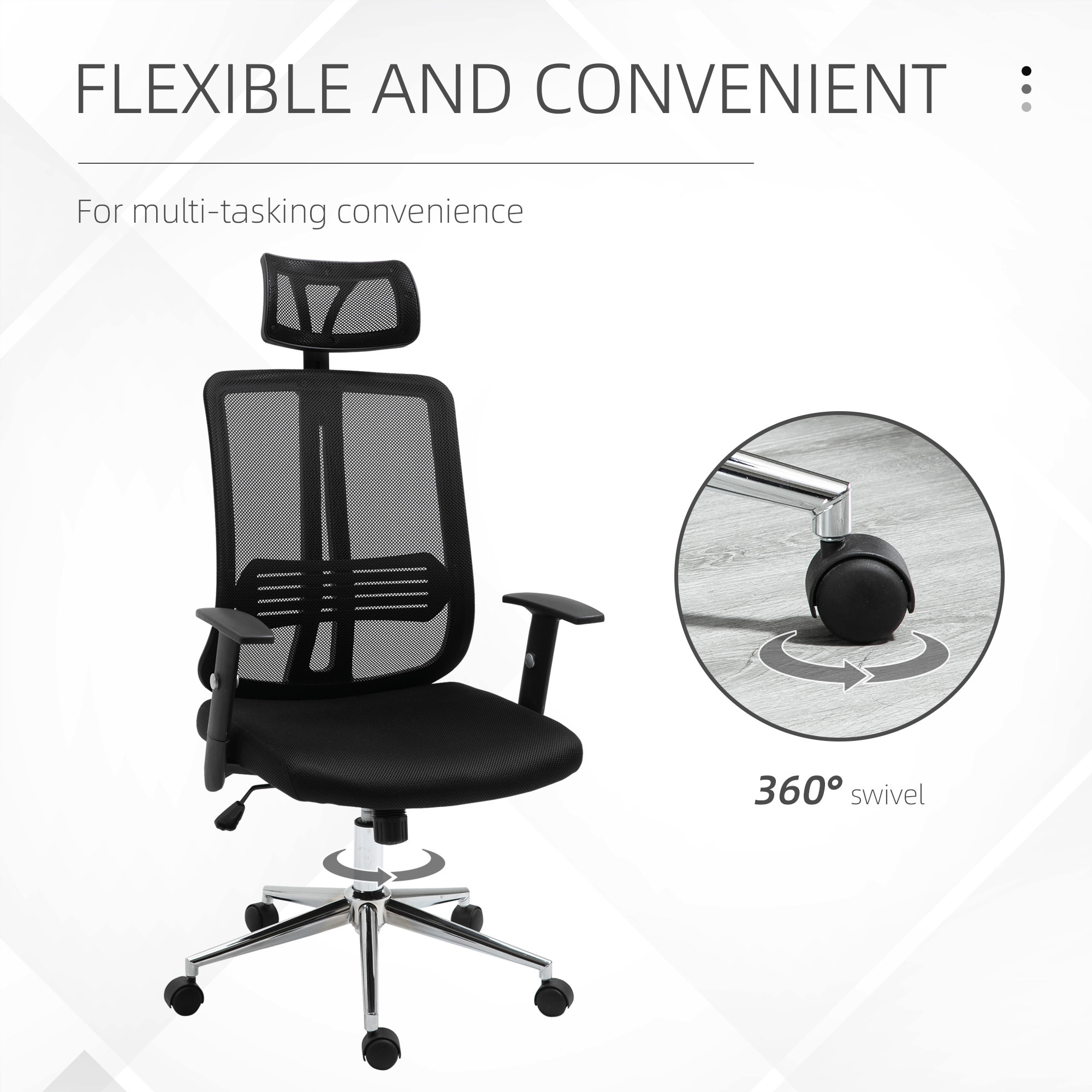 Fauteuil de bureau manager grand confort chaise de bureau réglable tissu maille polyester noir