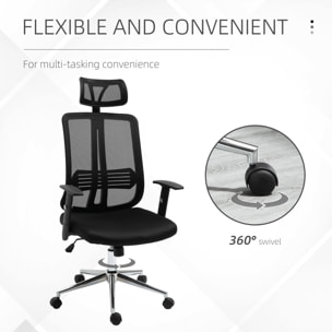 Fauteuil de bureau manager grand confort chaise de bureau réglable tissu maille polyester noir