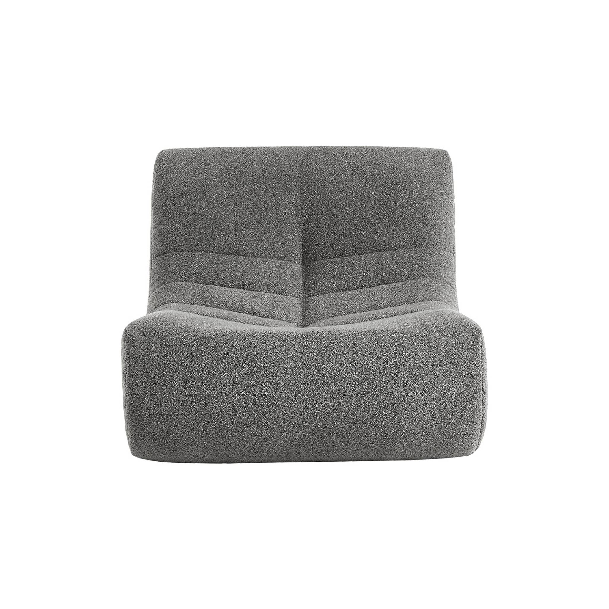 Fauteuil chauffeuse en bouclette texturée gris style contemporain 1 place