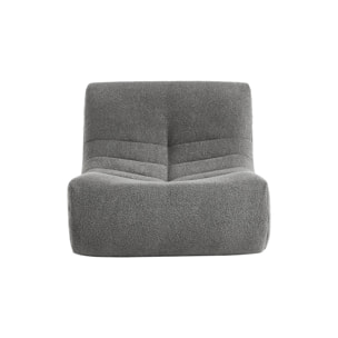Fauteuil chauffeuse en bouclette texturée gris style contemporain 1 place