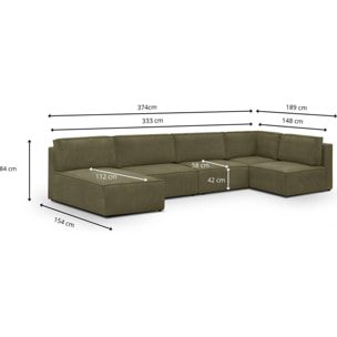 Canapé d'angle droit convertible 8+2 places en velours côtelé - HARPER MOD