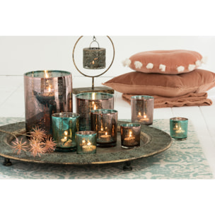 J-Line photophore Oriental - verre - azur/cuivre - small - 2 pcs