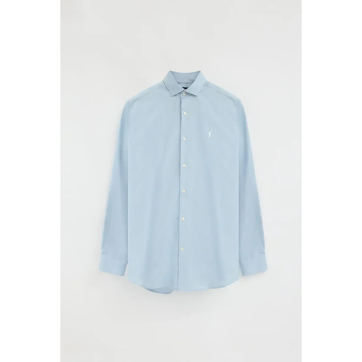Pack hombre de tres camisas azul marino, blanca y azul claro de corte slim con logo Rigby Go