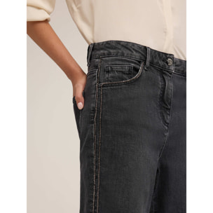 Motivi - Jeans MUM fit con ricamo di pietre laterale - Nero