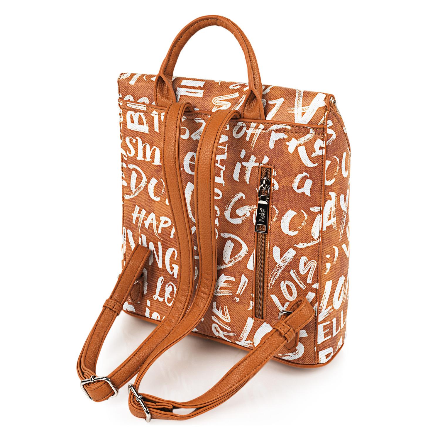 Bolso Mochila Mujer Lois Words Camel