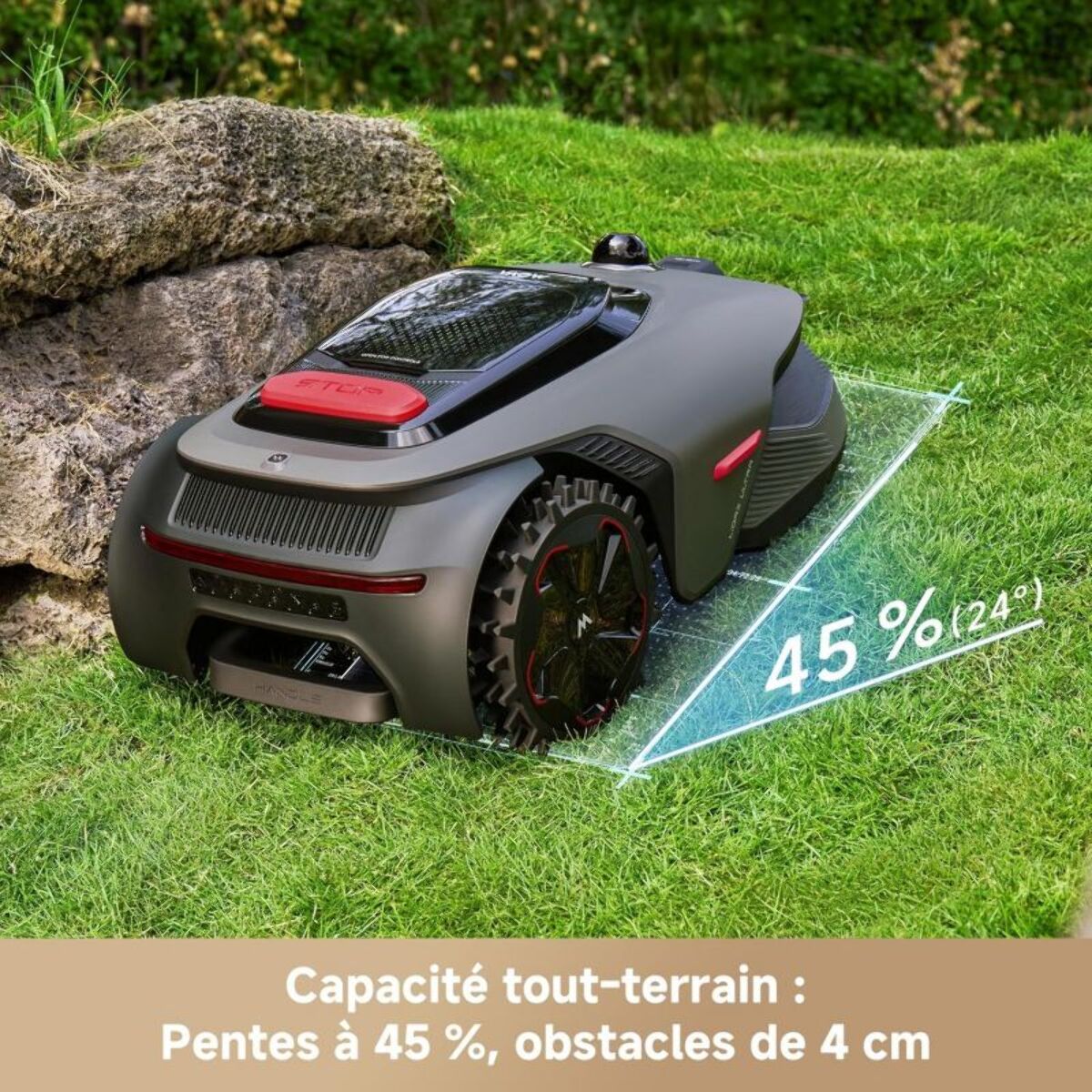 Robot tondeuse MOVA Lidax 800 sans fil périphérique, 800 m² de superficie, hauteur de coupe réglable jusqu'à 10cm