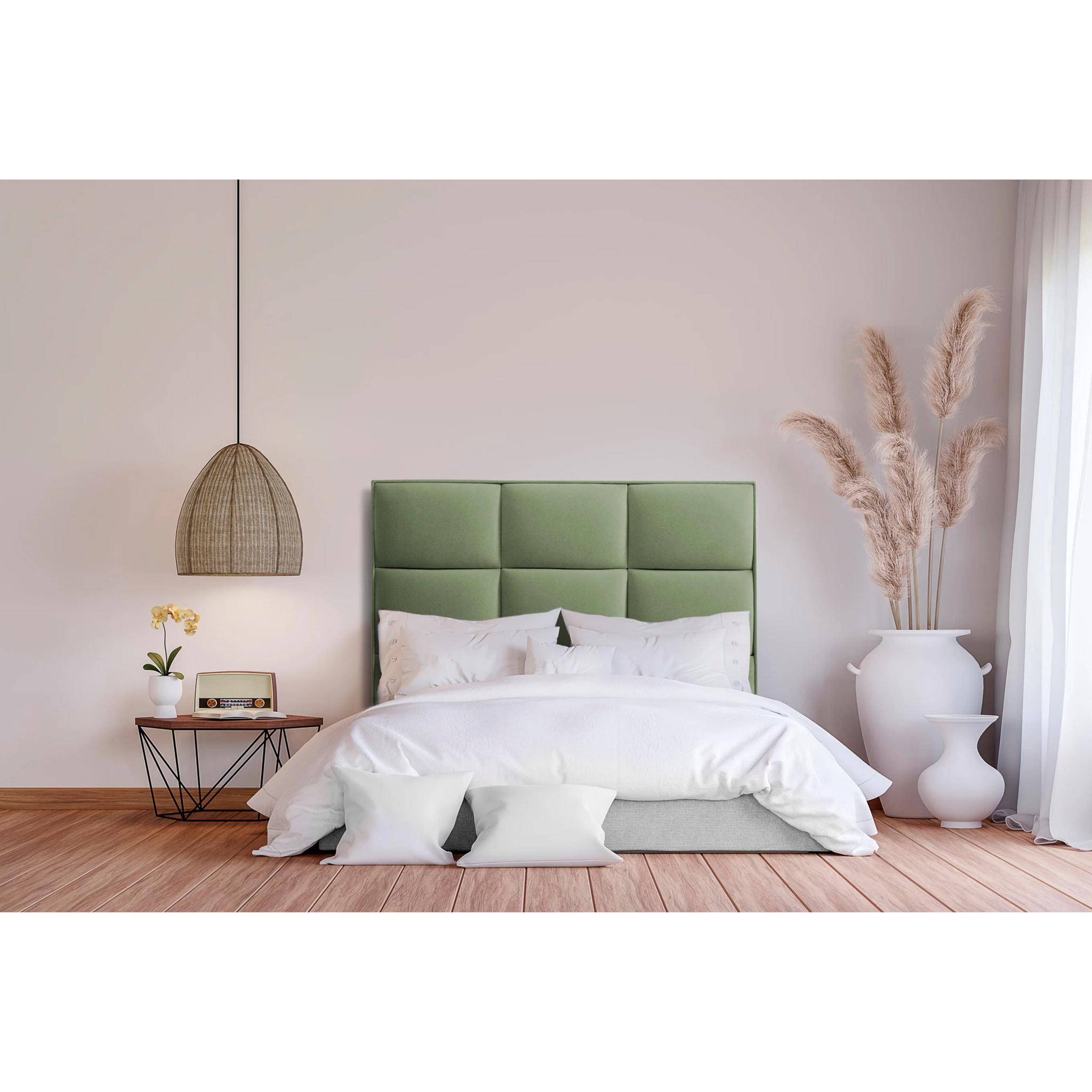 Cabecero de madera tapizado en tela para cama de 105 115x132