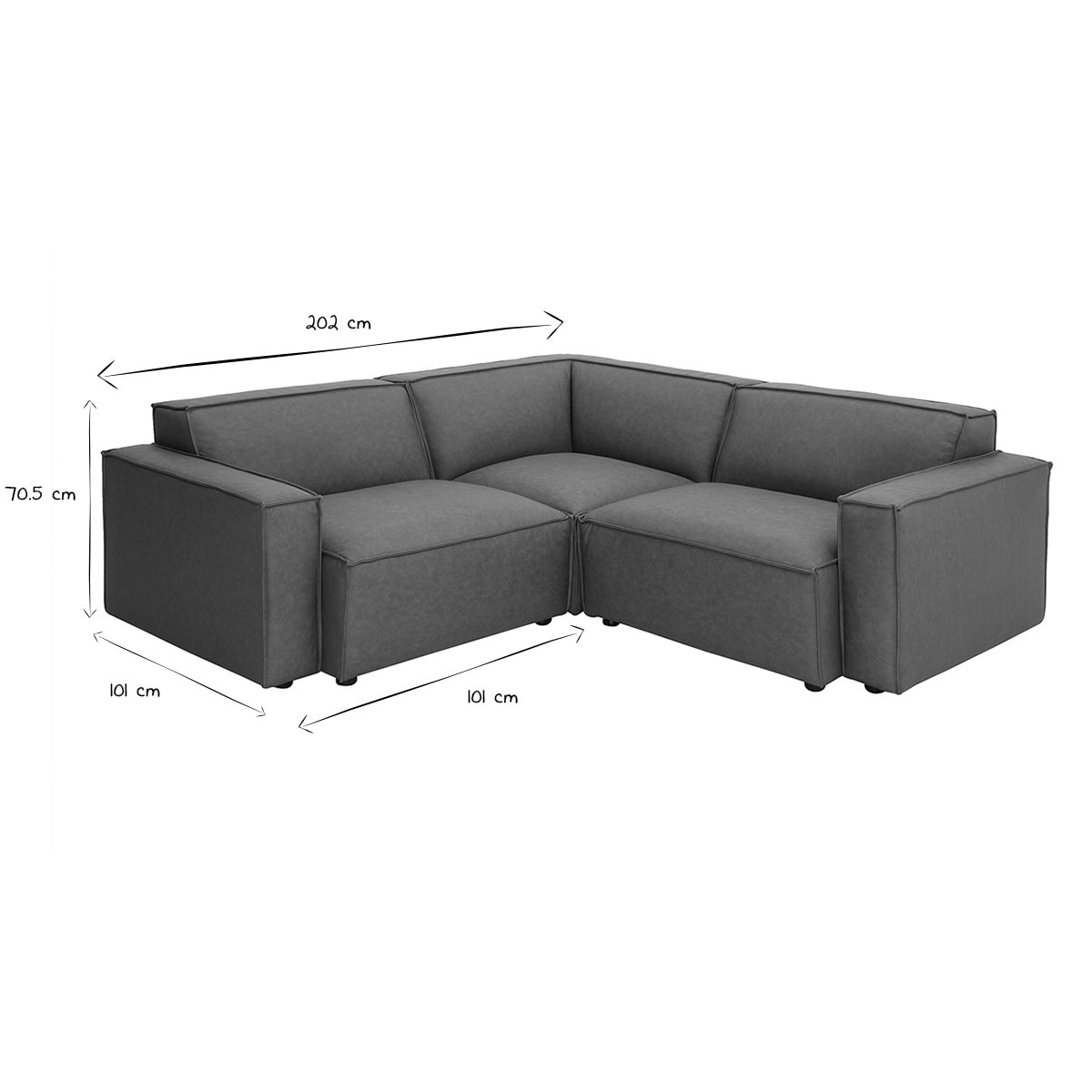 Canapé d'angle modulable vintage 3 places en cuir marron SPLIT