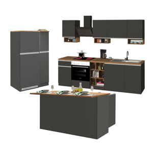 Cucina completa Danderso, Set da cucina modulabile, Cucina componibile con più elementi, 100% Made in Italy, Antracite e Rovere