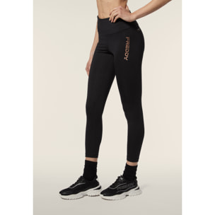 Leggings 7/8 vita alta in tessuto tecnico con logo bronzo