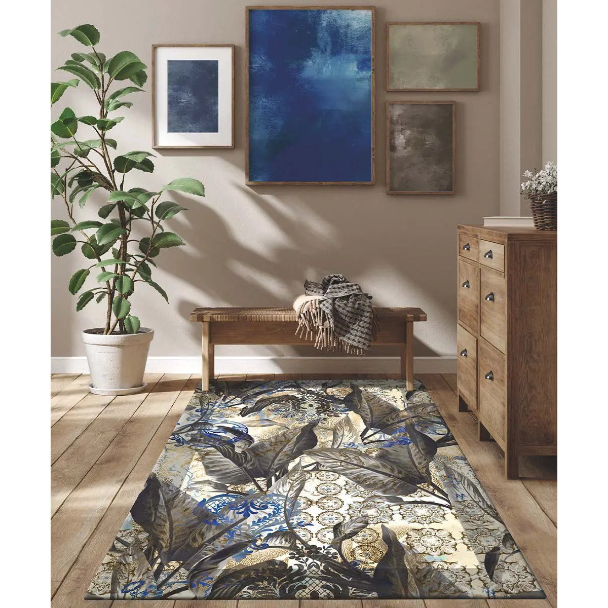 Tappeto arredo salotto soggiorno camera, stile contemporaneo arte moderna motivi floreali natura astratti