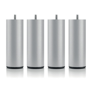 Jeu de 4 pieds de lit cylindriques gris | Metal | Hauteur 16 cm