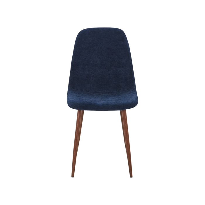 Chaise décor bois teinte noyer et tissu (lot de 4) VERA