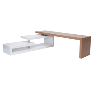 Meuble TV design modulable blanc et bois clair chêne L255 cm MAX