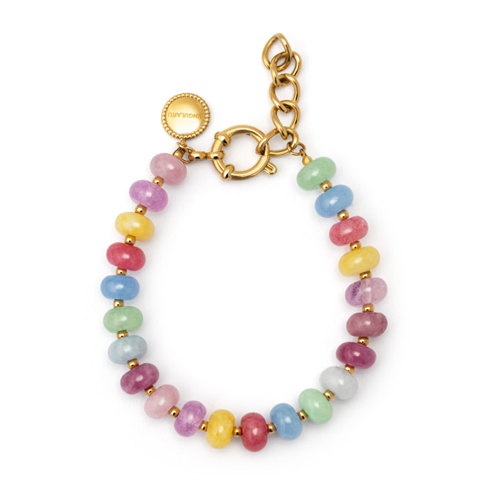 Pulsera Color Stones Acero Baño Oro