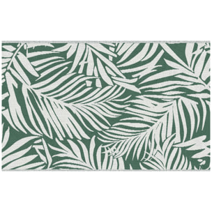 Tapis extérieur motif feuilles - tapis réversible - dim. 2,43L x 1,52l m, ép. 3 mm - PP haute densité 310 g/m² vert blanc