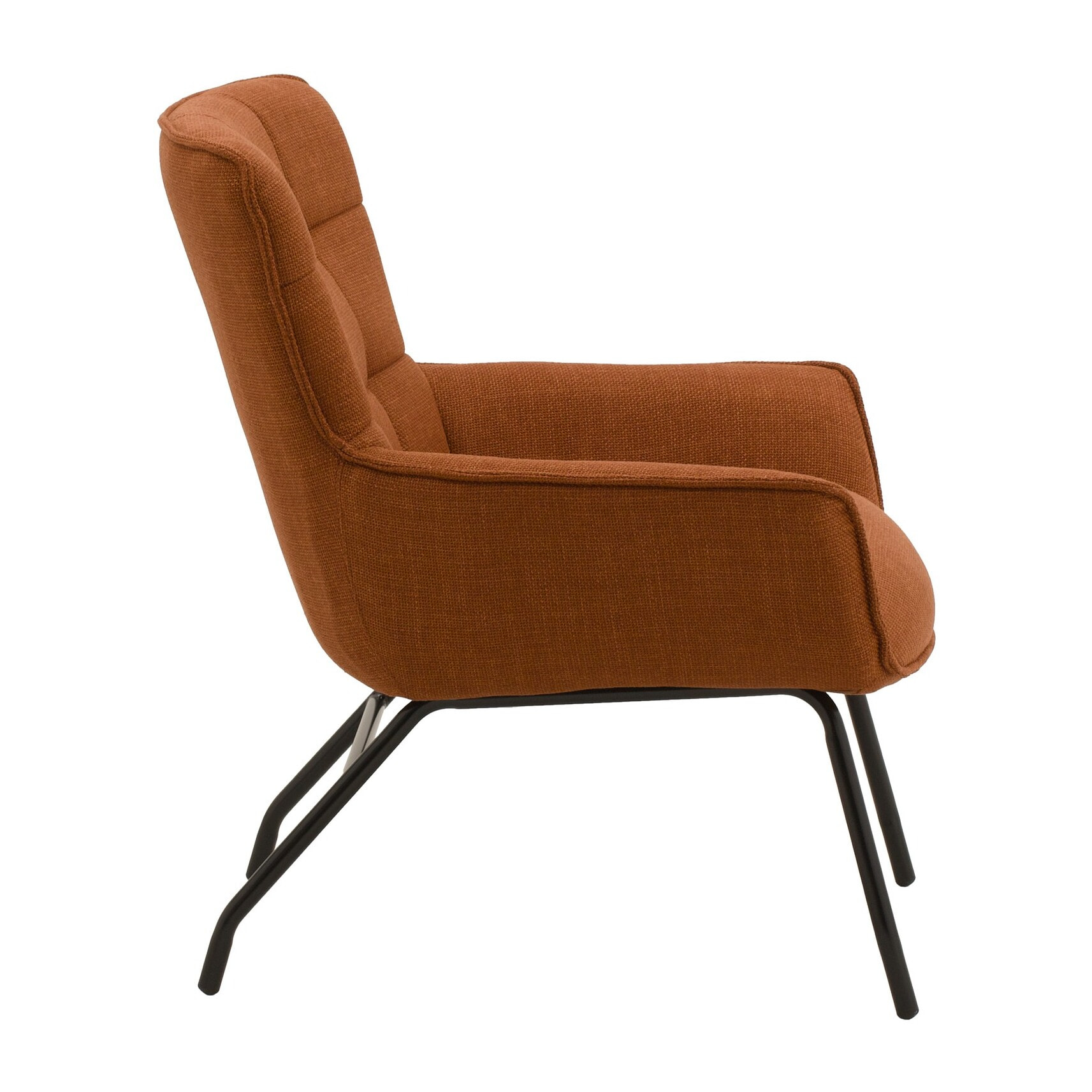 Poltrona WOOLWICH in tessuto terracotta e gambe in metallo nero