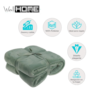 Well Home Manta Polar Coral de 250 GSM, 100% Poliéster Color Verde Claro