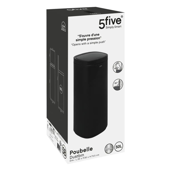 Poubelle en métal noir 50L