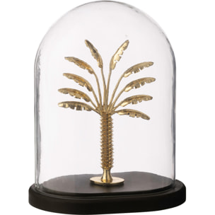 J-Line Cloche décorative Palm Tree - verre - doré/noir - large