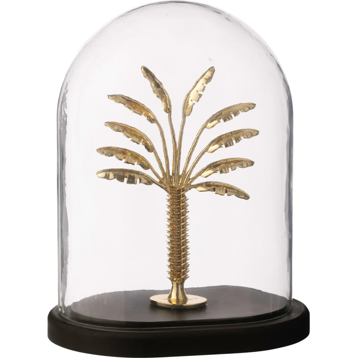 J-Line Cloche décorative Palm Tree - verre - doré/noir - large