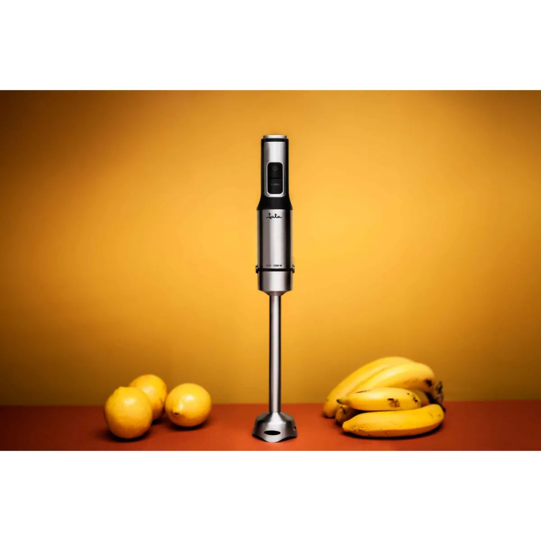 Batidora de mano JATA JEBT1855 de 1200 W. 4 cuchillas. Pie extralargo de 26 cm. Cable en espiral. Función turbo