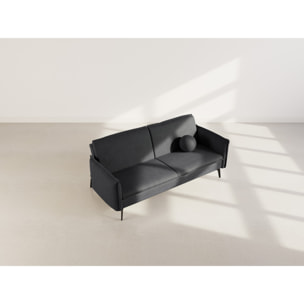 Lexie - Canapé convertible clic-clac 2 places en velours côtelé - Noir