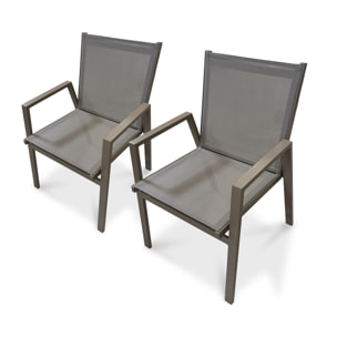 FLORIDE - Lot de 2 fauteuils de jardin empilables en aluminium quartz