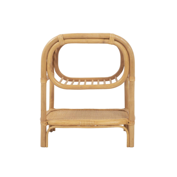 Lot de 2 tables de chevet rotin naturel courbé 1 étagère 1 niche L 40 x P 30 x H 50cm - Serang