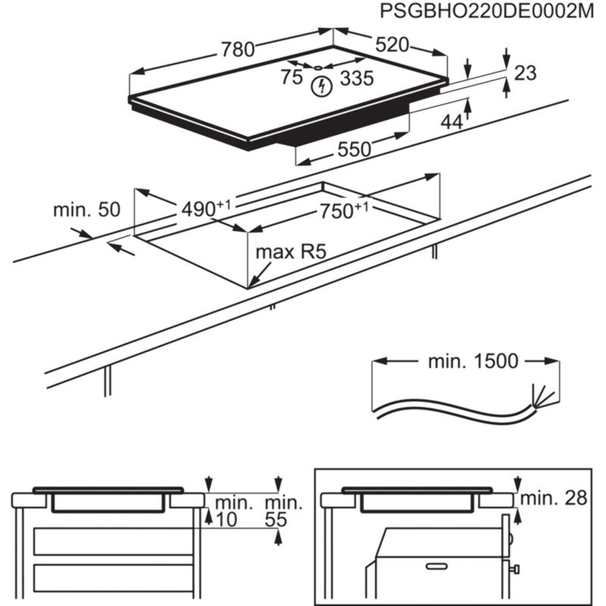 Plaque induction ELECTROLUX EIV85456 80cm - Zone Modulable Flex