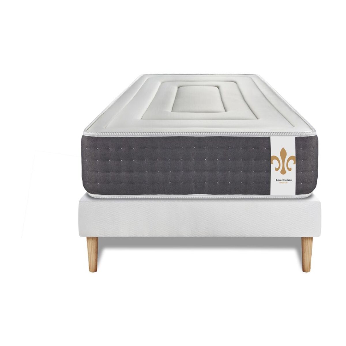 Ensemble Matelas Vingt-Six - 26cm - Ressorts ensachés et mémoire de forme - Confort 5? - Sommier Tapissier Blanc