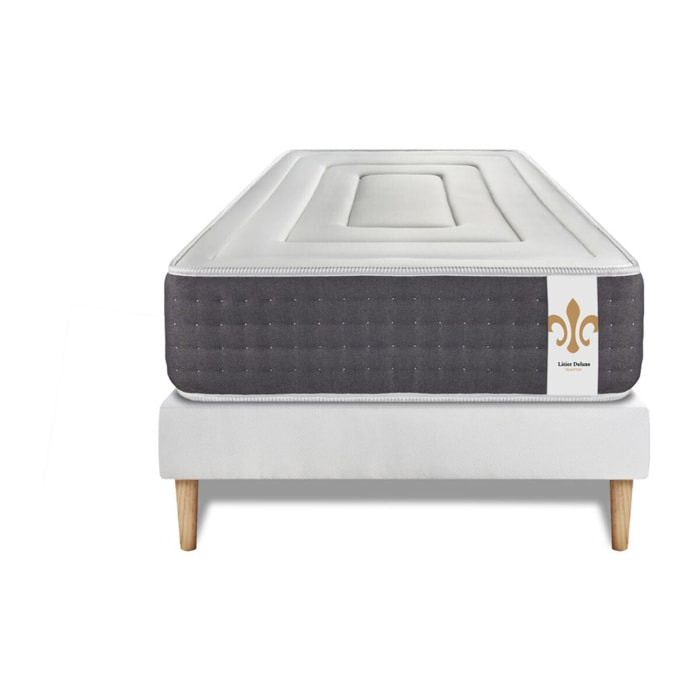 Ensemble Matelas Vingt-Six - 26cm - Ressorts ensachés et mémoire de forme - Confort 5? - Sommier Tapissier Blanc